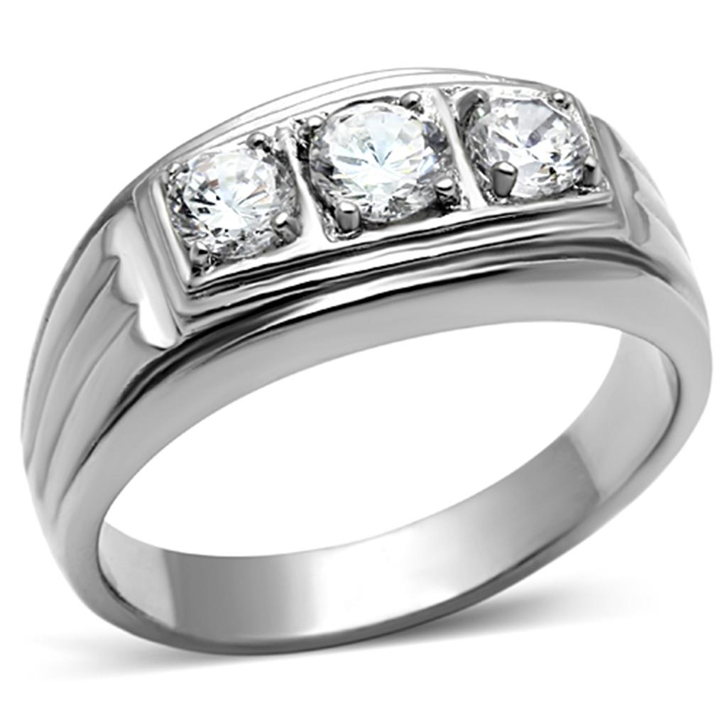 Men Stainless Steel Cubic Zirconia Rings TK946