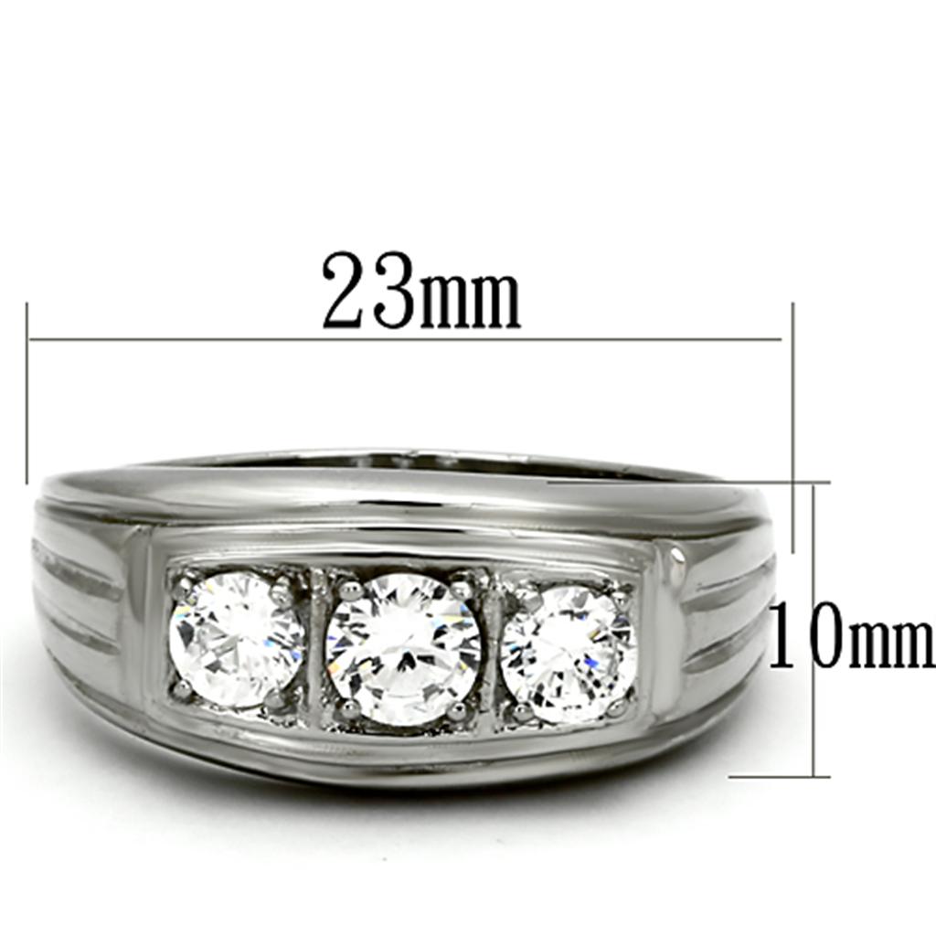 Men Stainless Steel Cubic Zirconia Rings TK946