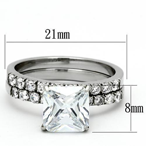 Women Stainless Steel Cubic Zirconia Rings TK975