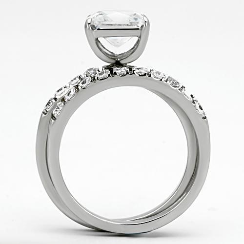 Women Stainless Steel Cubic Zirconia Rings TK975