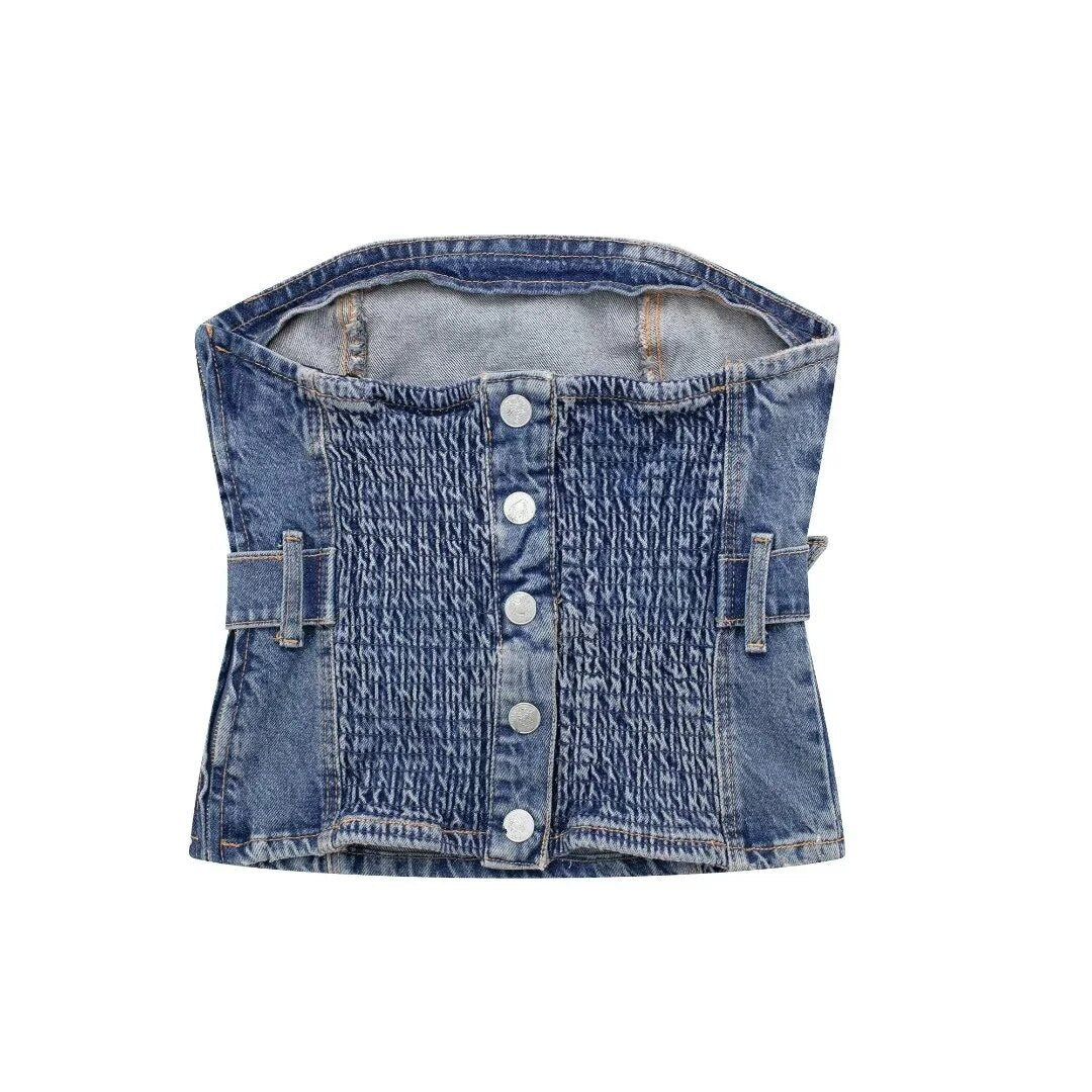 Blue Denim Corset Top