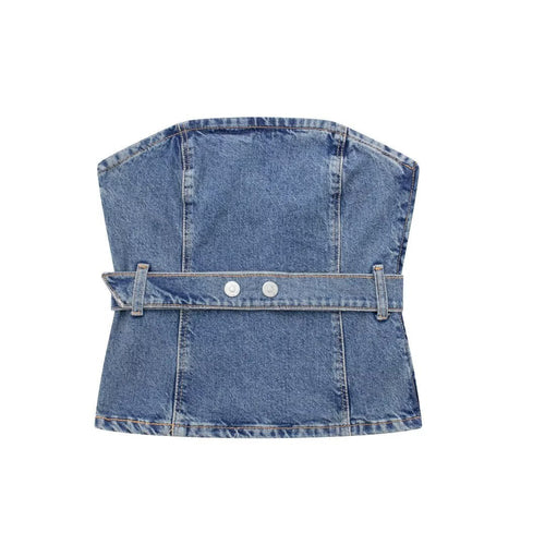 Blue Denim Corset Top