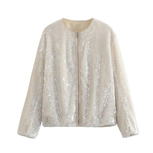 Casual Sequin Bomber Jackets Coat Outwear