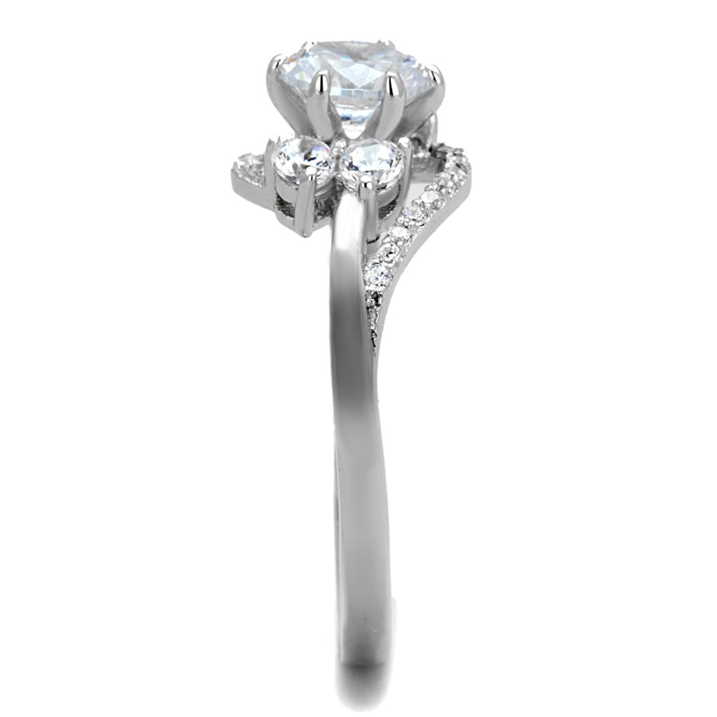 TS305 - Rhodium 925 Sterling Silver Ring with AAA Grade CZ  in Clear