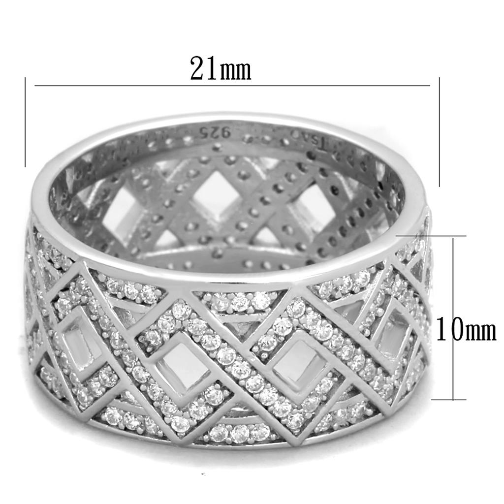 TS372 - Rhodium 925 Sterling Silver Ring with AAA Grade CZ  in Clear