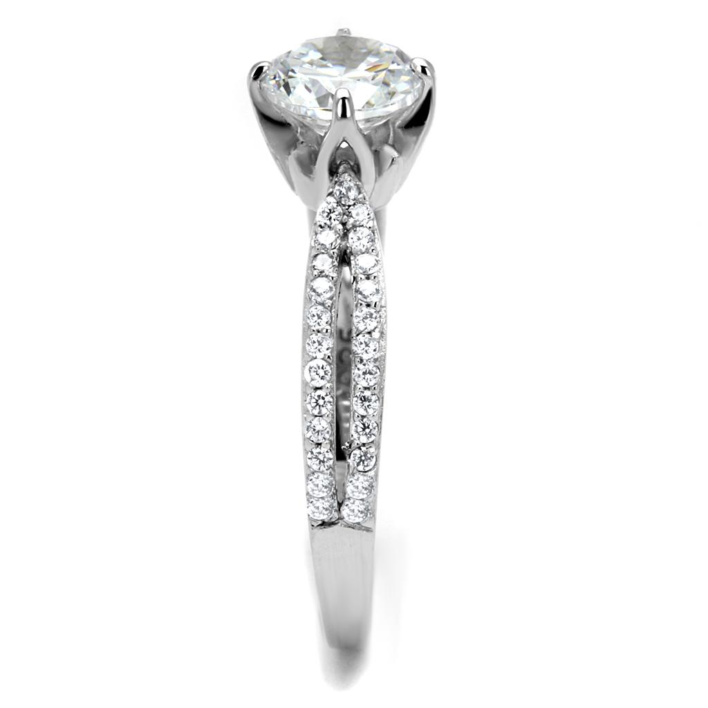 TS537 - Rhodium 925 Sterling Silver Ring with AAA Grade CZ  in Clear