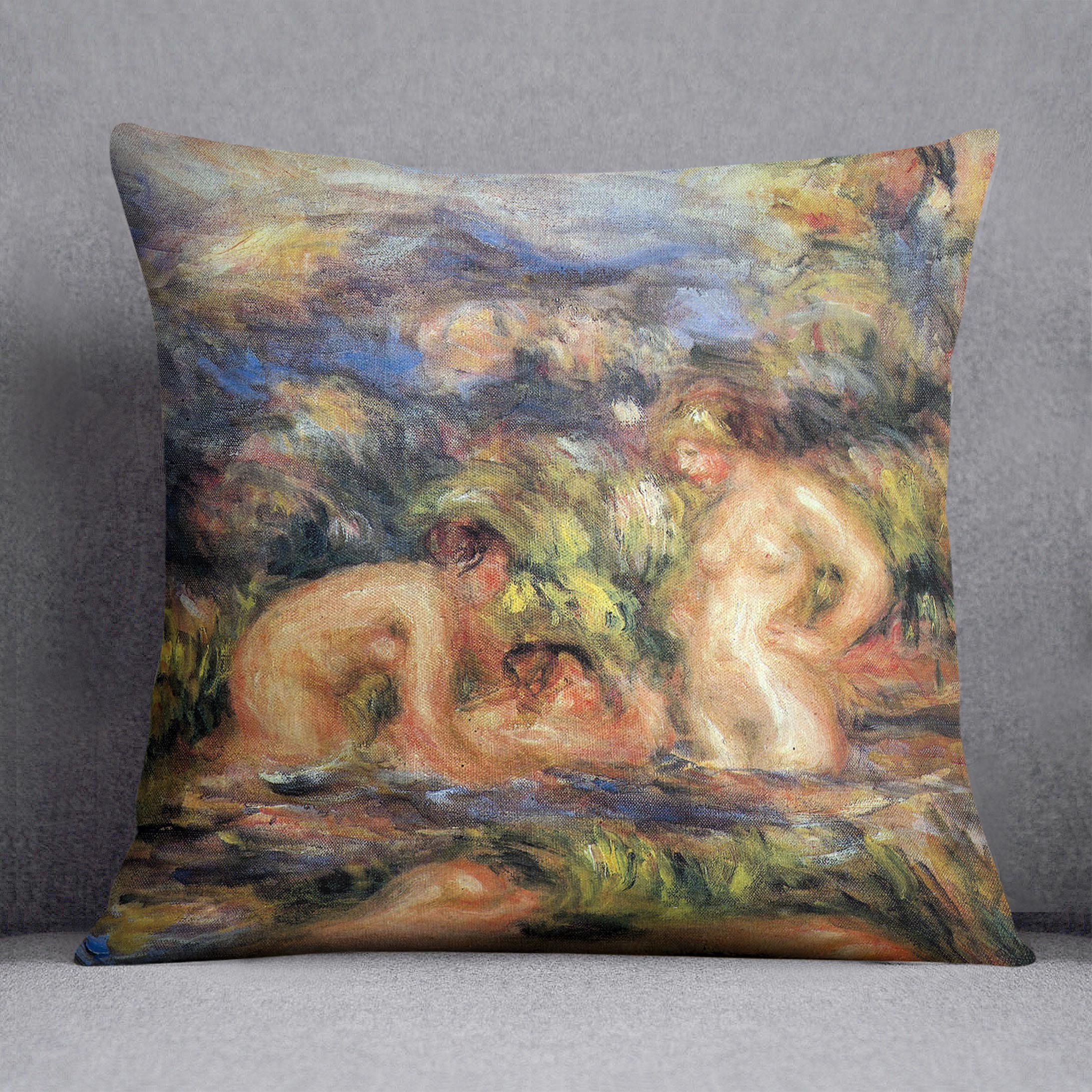 The bathers Detail by Renoir Cushion