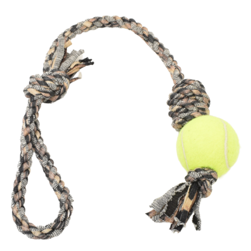 Loop/Barrel Tug Toys with Recycled Tennis Ball