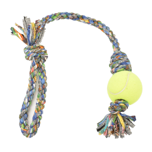 Loop/Barrel Tug Toys with Recycled Tennis Ball