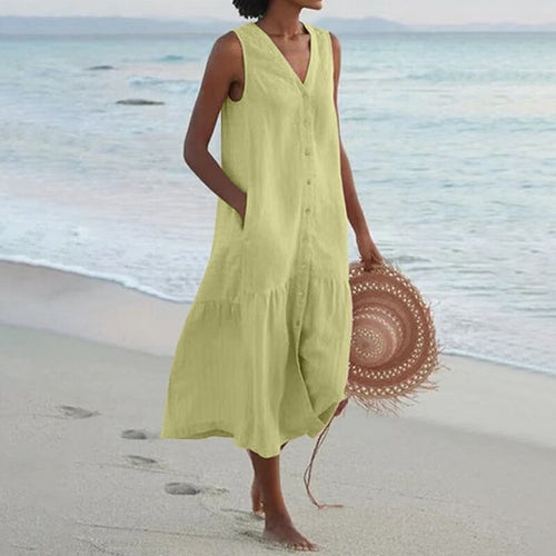 V-Neck Sleeveless Summer Cardigan Dress