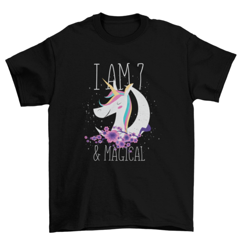 7 years-old Unicorn T-shirt Design