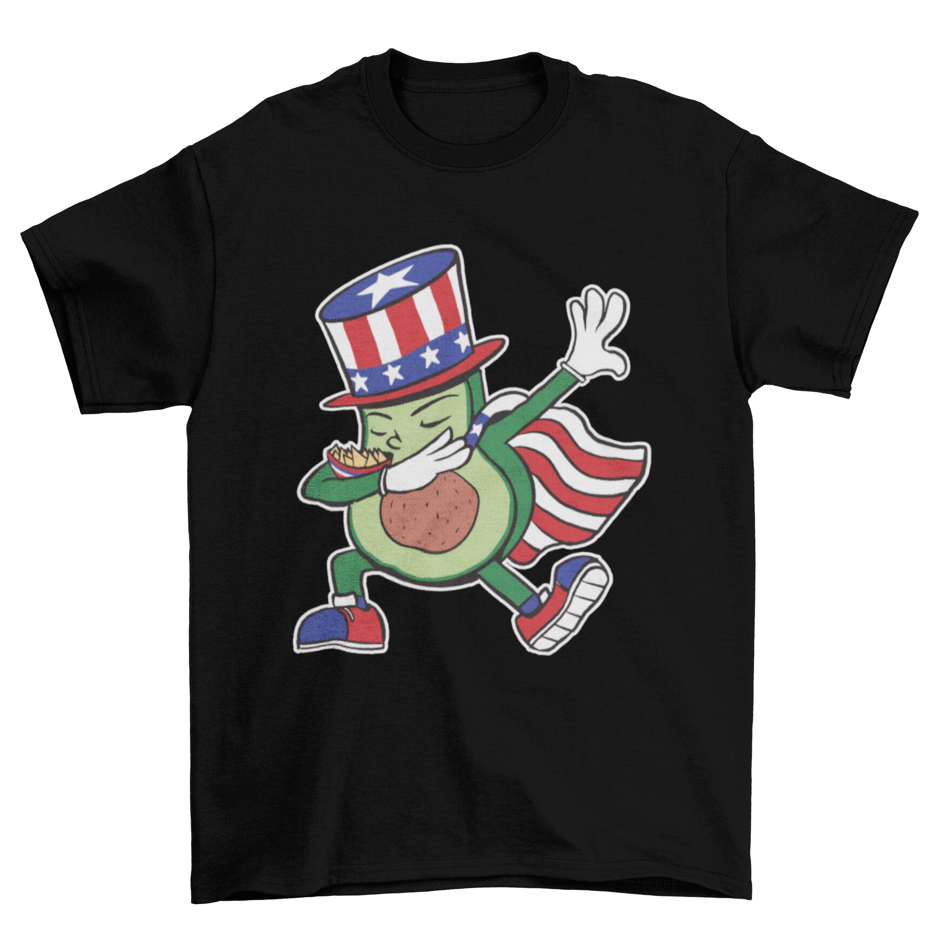 Patriotic avocado dabbing t-shirt design