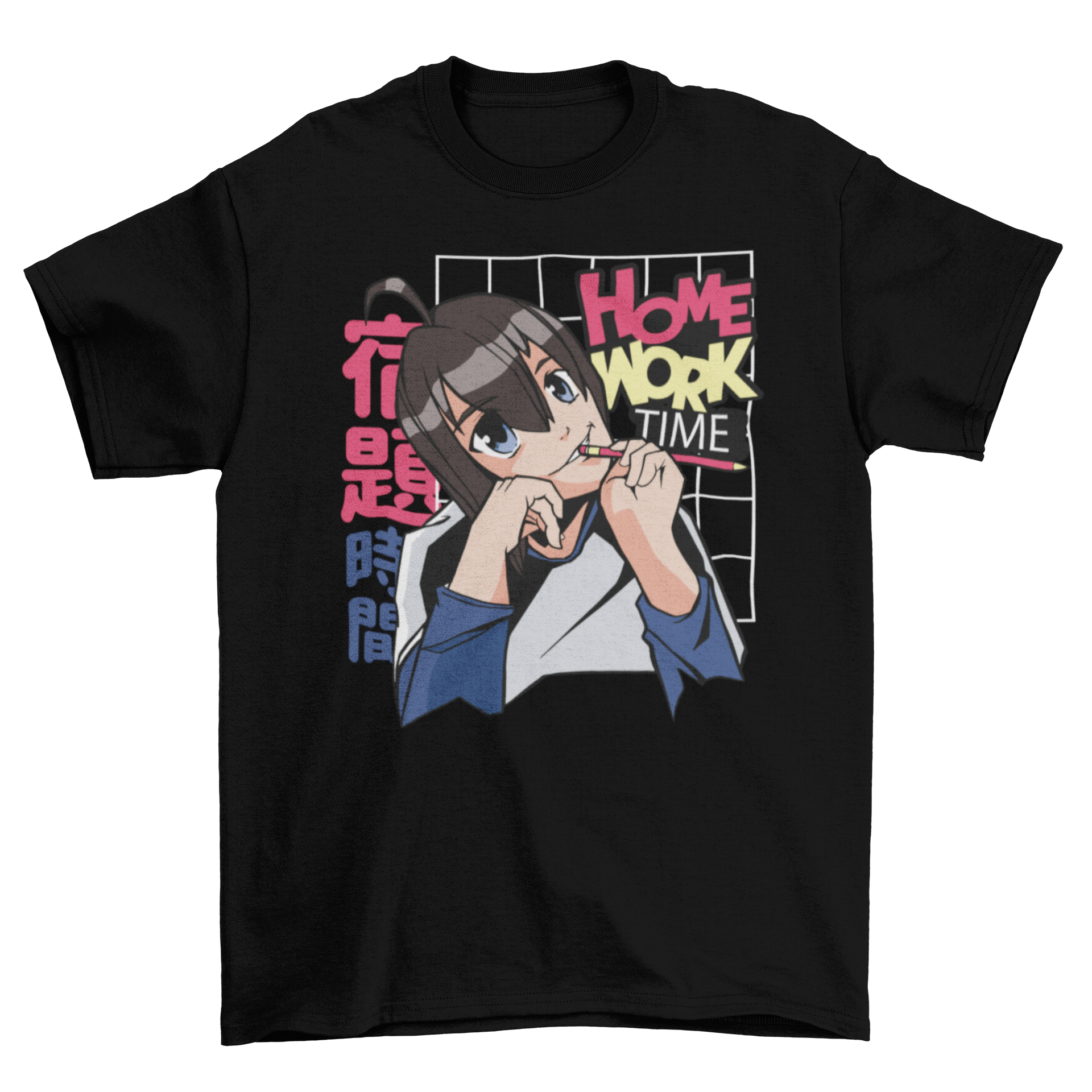 Anime girl homework education t-shirt