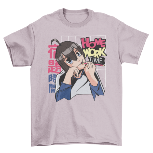 Anime girl homework education t-shirt