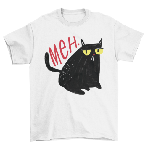 Funny unimpressed meh black cat t-shirt