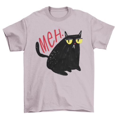 Funny unimpressed meh black cat t-shirt