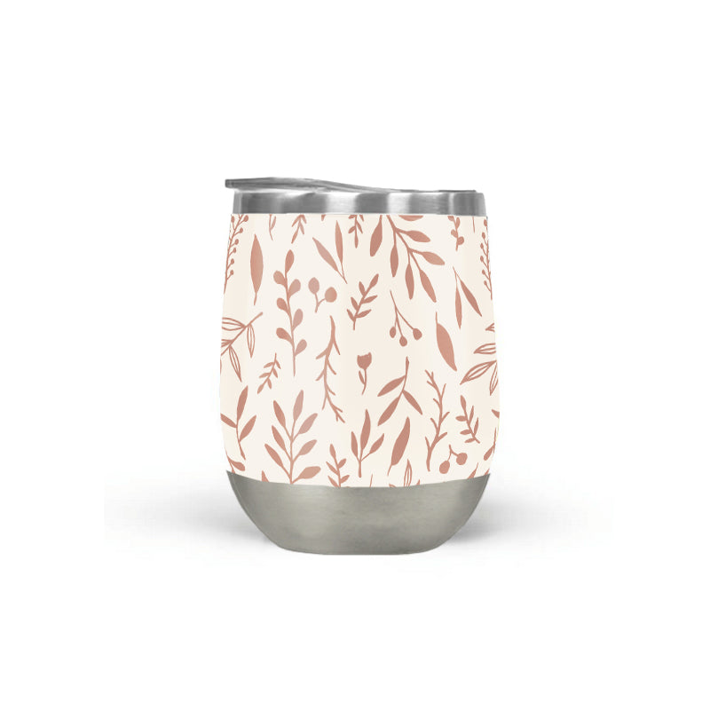 Pink Falling Leaves Wine Tumbler