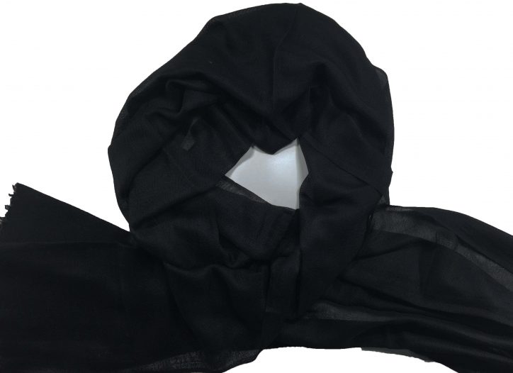 Black Lightweight Solid Wool Scarf