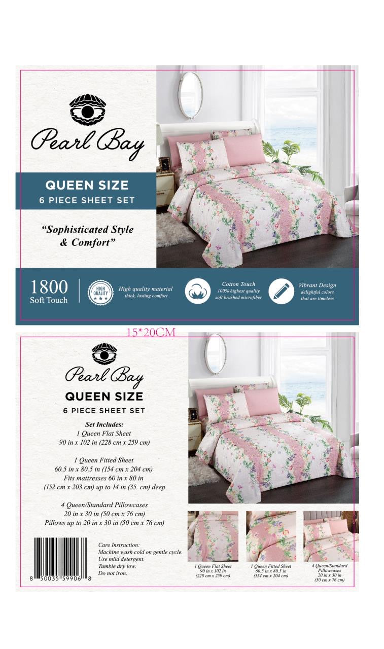 Pearl Bay 6 Piece Bed Sheet Set (12 Styles)