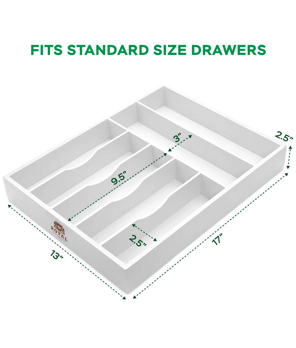 Silverware Tray Drawer Organizer, White