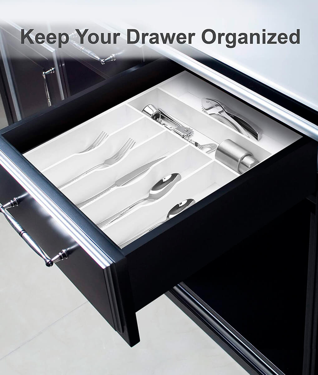 Silverware Tray Drawer Organizer, White