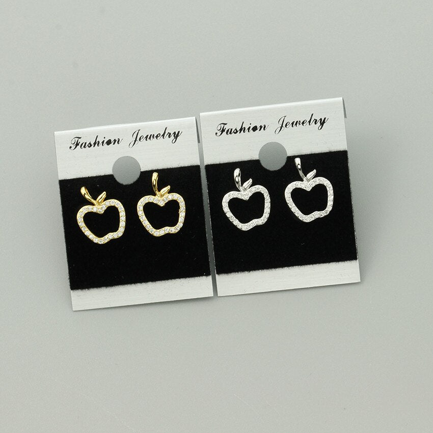 Women Lovely Cute Rhinestone Apple Stud Earrings