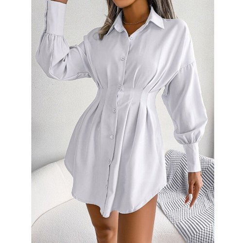 Long Puff Sleeve High Waist Mini Dress