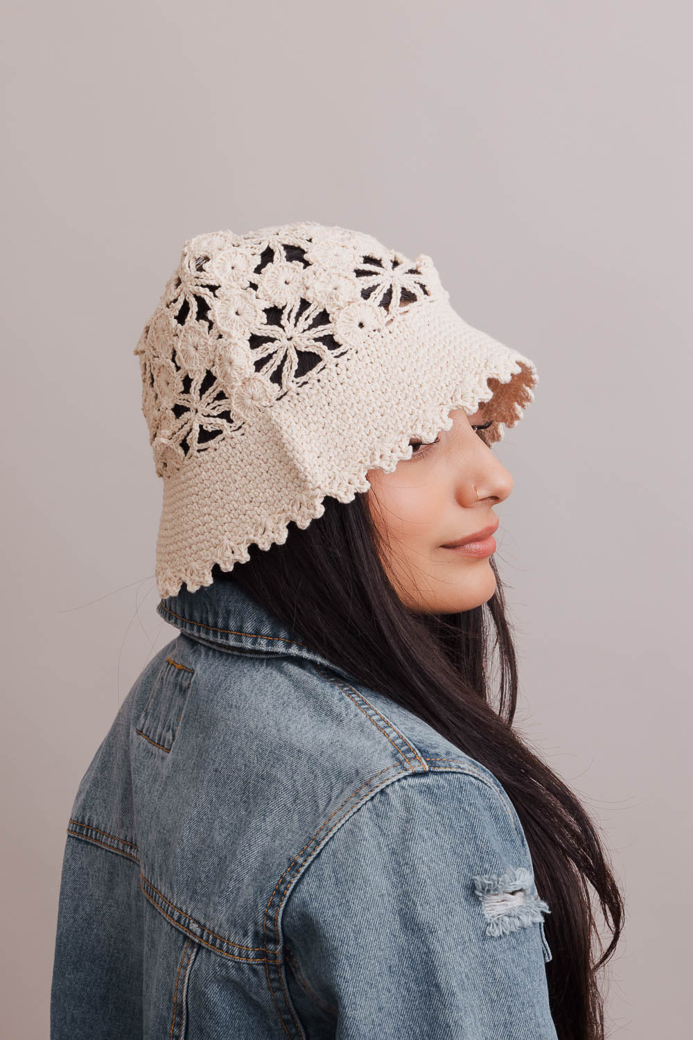 Floral Crochet Bucket Sun Hat