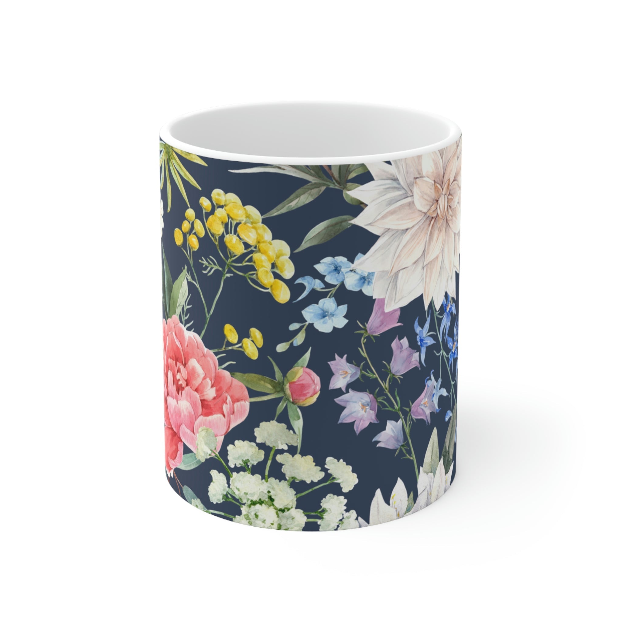 Navy Flora Coffee Tea Mug