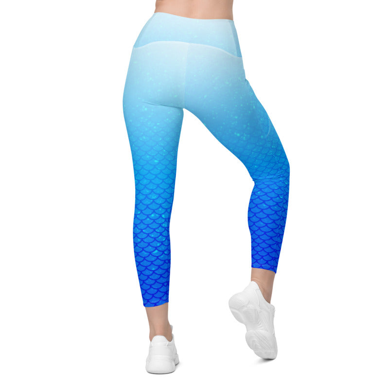 Fairy Dust Blue Ombre Mermaid Leggings with Pockets