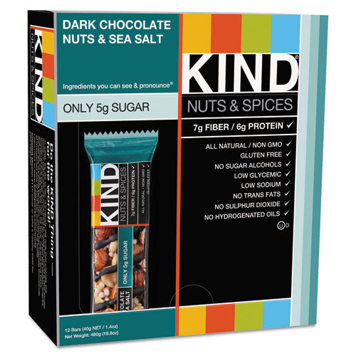 KIND 17851 Nuts and Spices Bar, Dark Chocolate/Nuts/Sea Salt- 1.4
