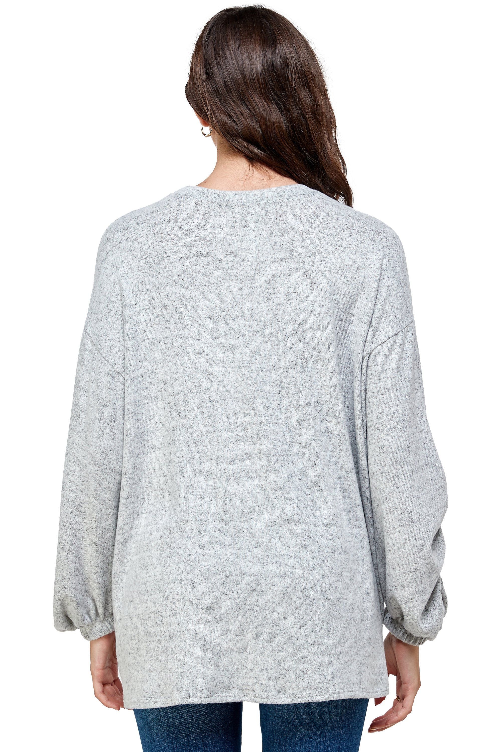 Brushed Knit Screen Print Loose Fit  Women's Sweat Shirt