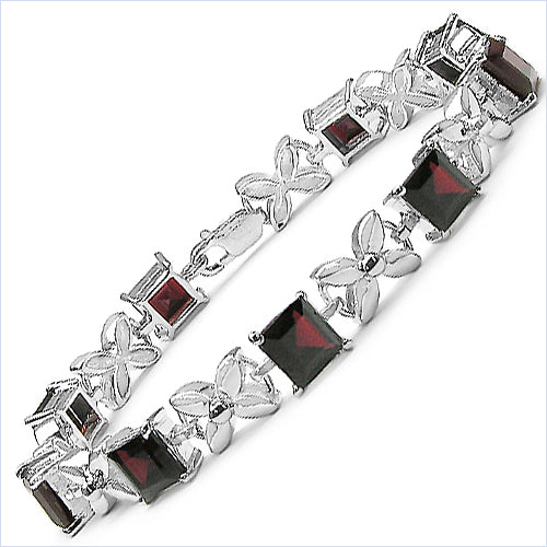 11.20 Carat Genuine Garnet Sterling Silver Bracelet