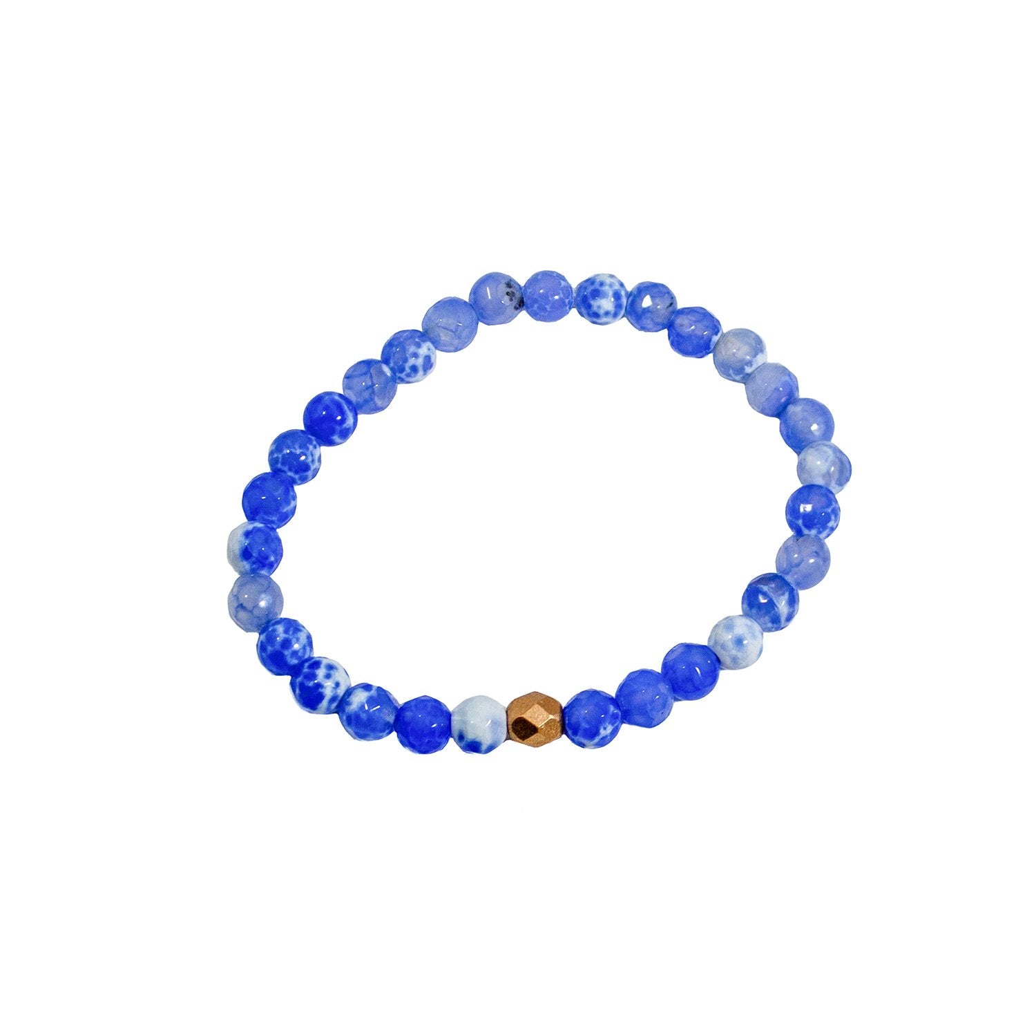 Blue Crackled Agate Stretch Bracelet