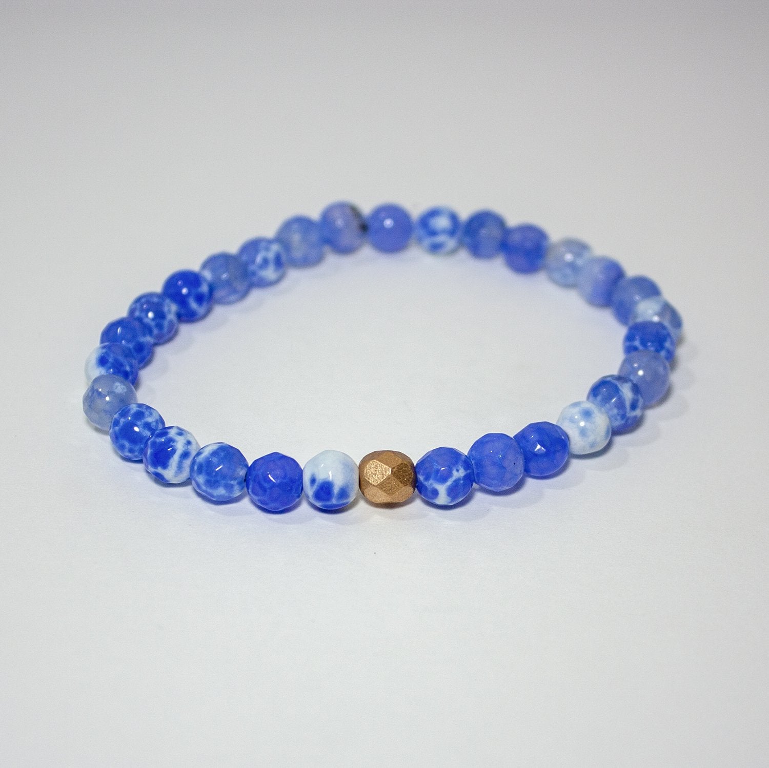 Blue Crackled Agate Stretch Bracelet