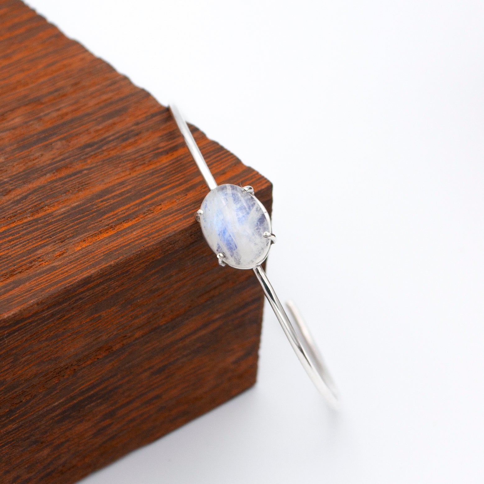 Rainbow Moonstone Sterling Silver Cuff Bracelet