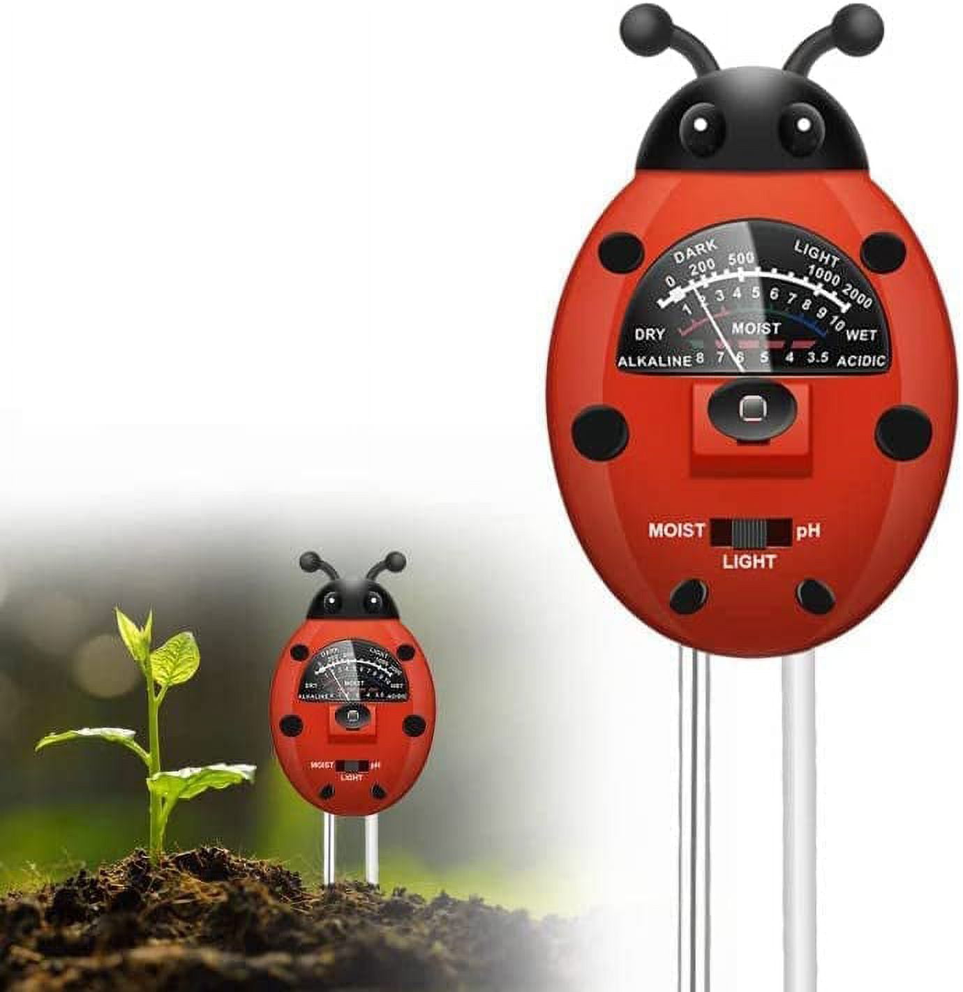 Soil pH Meter, KEYAHAPPY 3-in-1 Soil Tester Kit with Plant Moisture, Light and pH Tester, Gardening Tool Kits for Garden, Farm, Lawn, Indoor and Outdoor