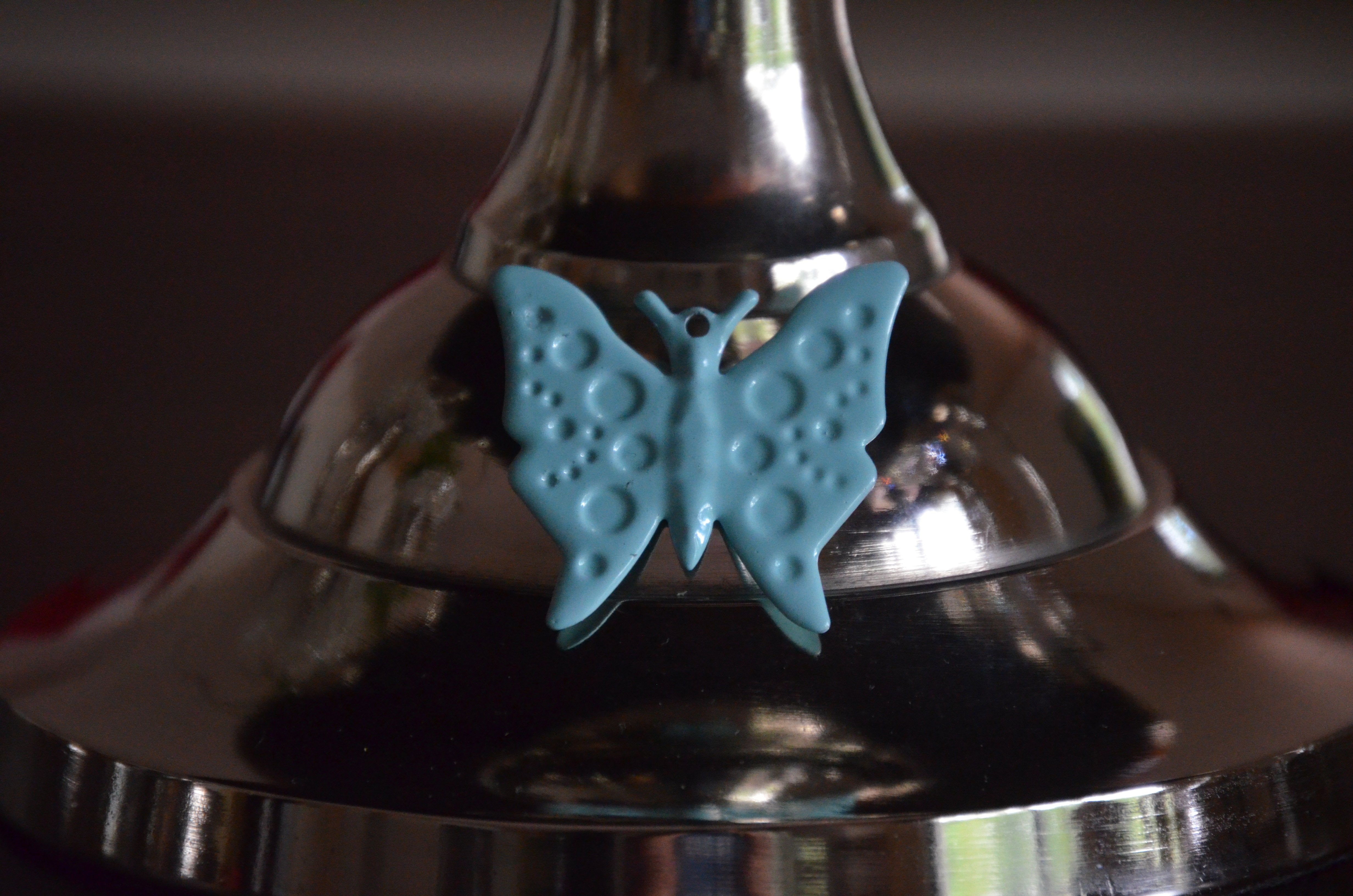 White Cake Stand with Turquoise Butterfly (10" Cake Holder)