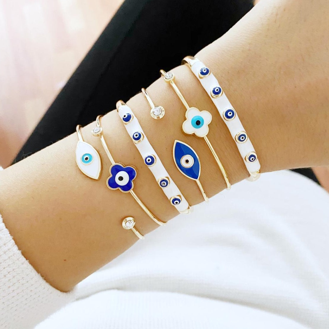 Evil Eye Cuff Bracelet, Gold Bangle Bracelet, Elegant Cuff