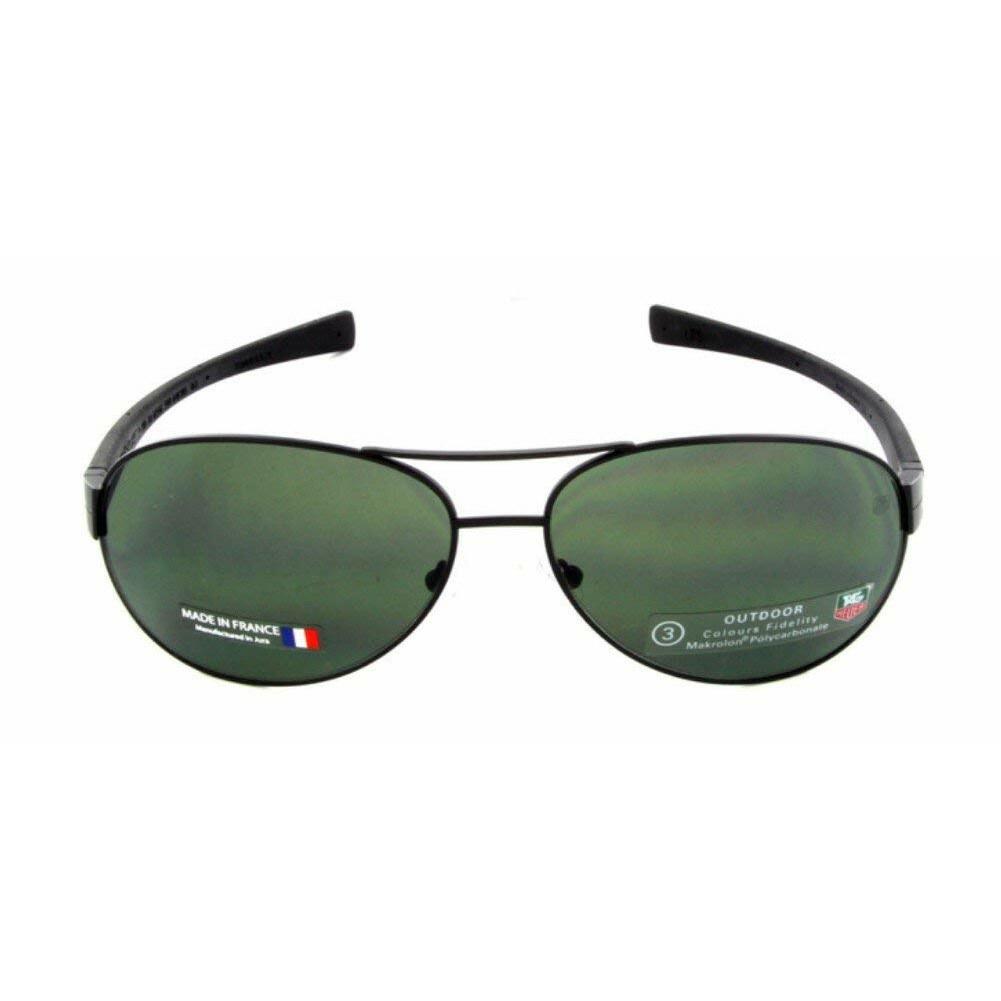 TAG Heuer 0256-301 LRS Black Aviator 64mm Green Lens Sunglasses