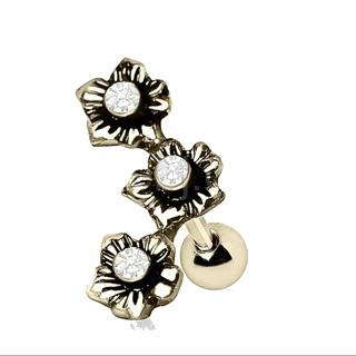 Stainless Steel Triple Flower Cartilage Earring, 316L