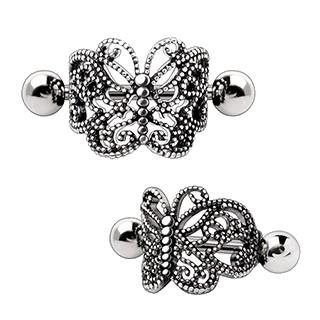 316L Stainless Steel Ornate Butterfly Cartilage Cuff Earring