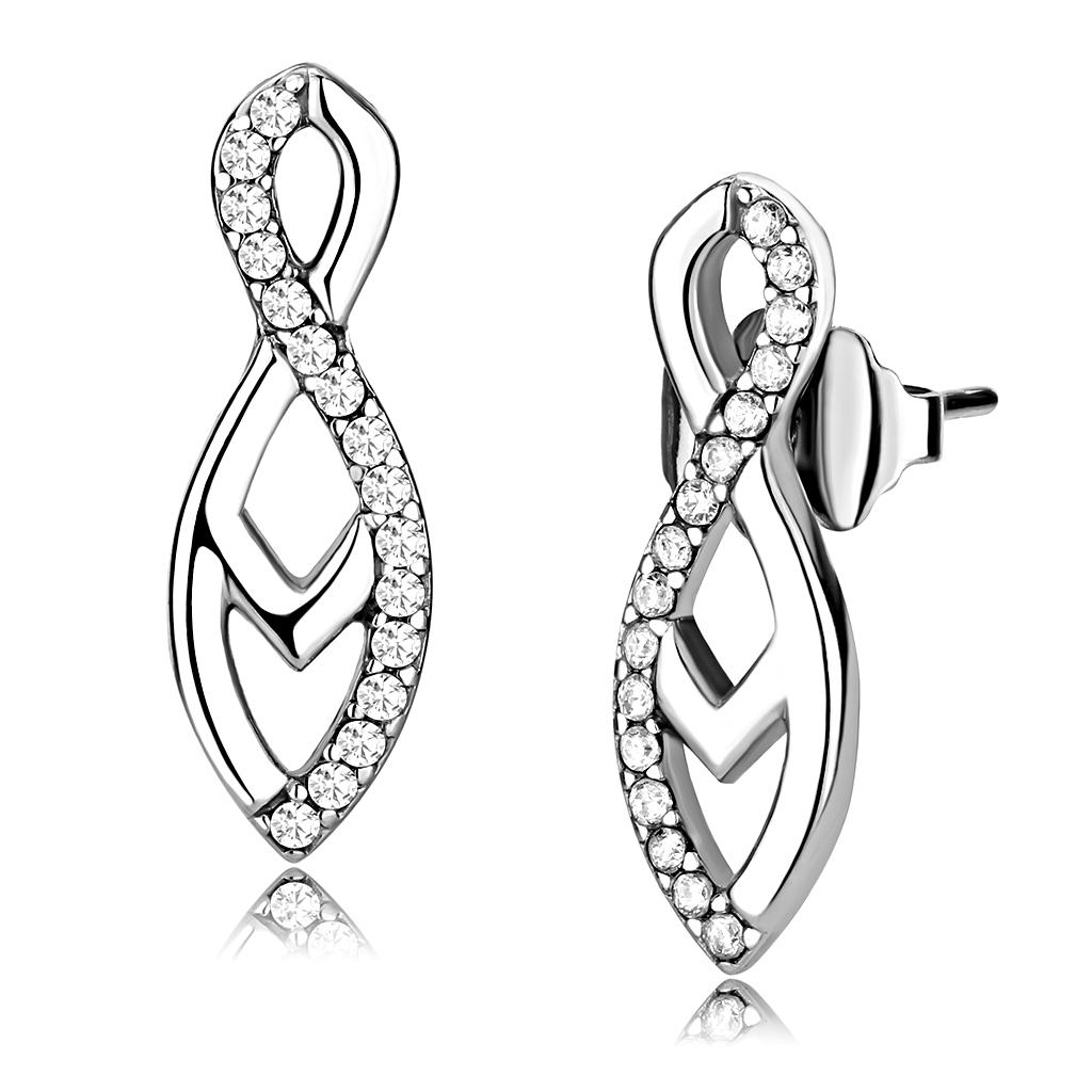 DA176 - High polished (no plating) Stainless Steel Earrings with AAA