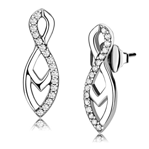 DA176 - High polished (no plating) Stainless Steel Earrings with AAA