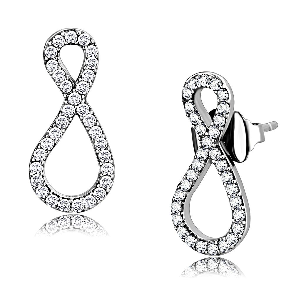 DA186 - High polished (no plating) Stainless Steel Earrings with AAA