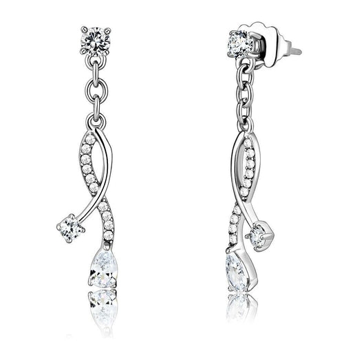 DA190 - High polished (no plating) Stainless Steel Earrings with AAA G