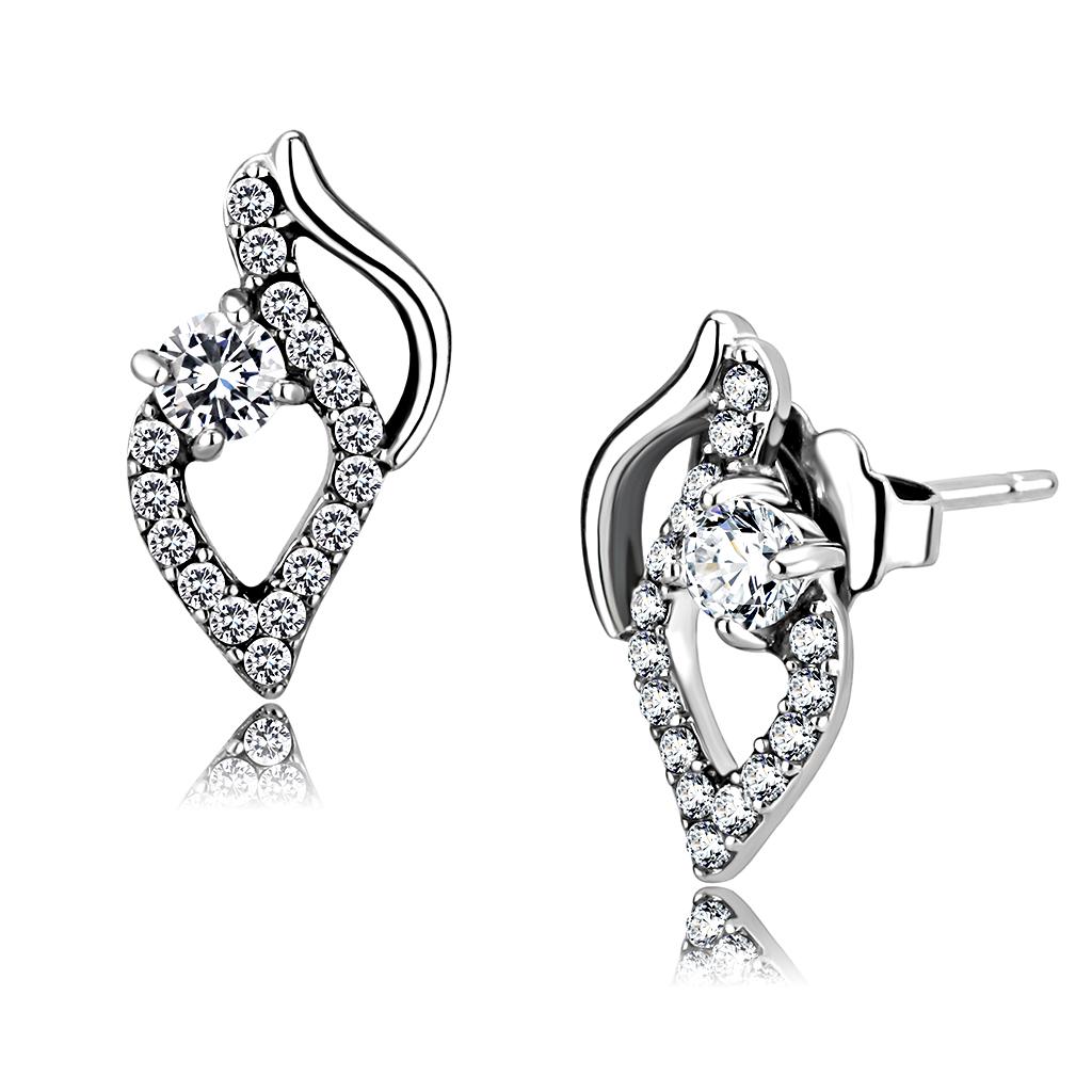 DA199 - High polished (no plating) Stainless Steel Earrings with AAA