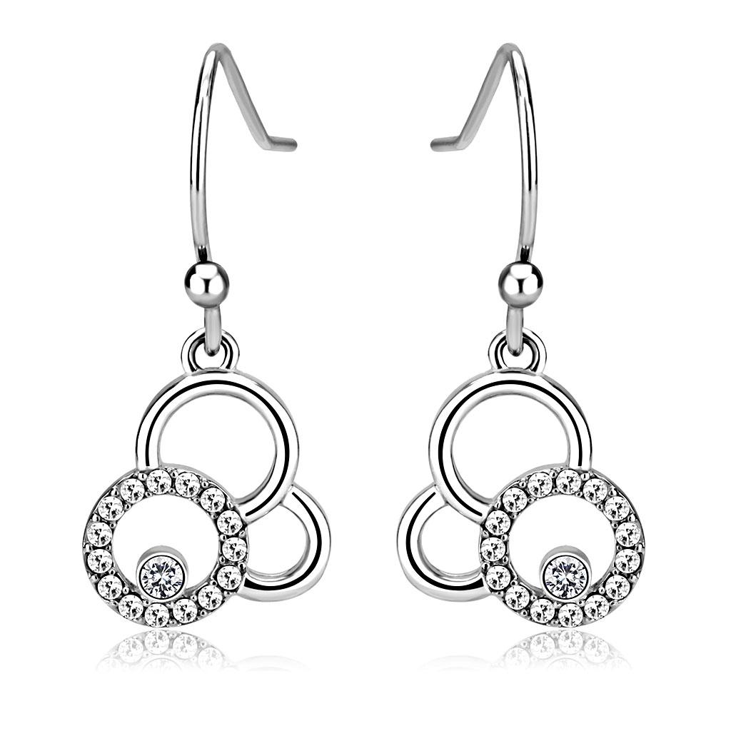 DA215 - High polished (no plating) Stainless Steel Earrings with AAA G