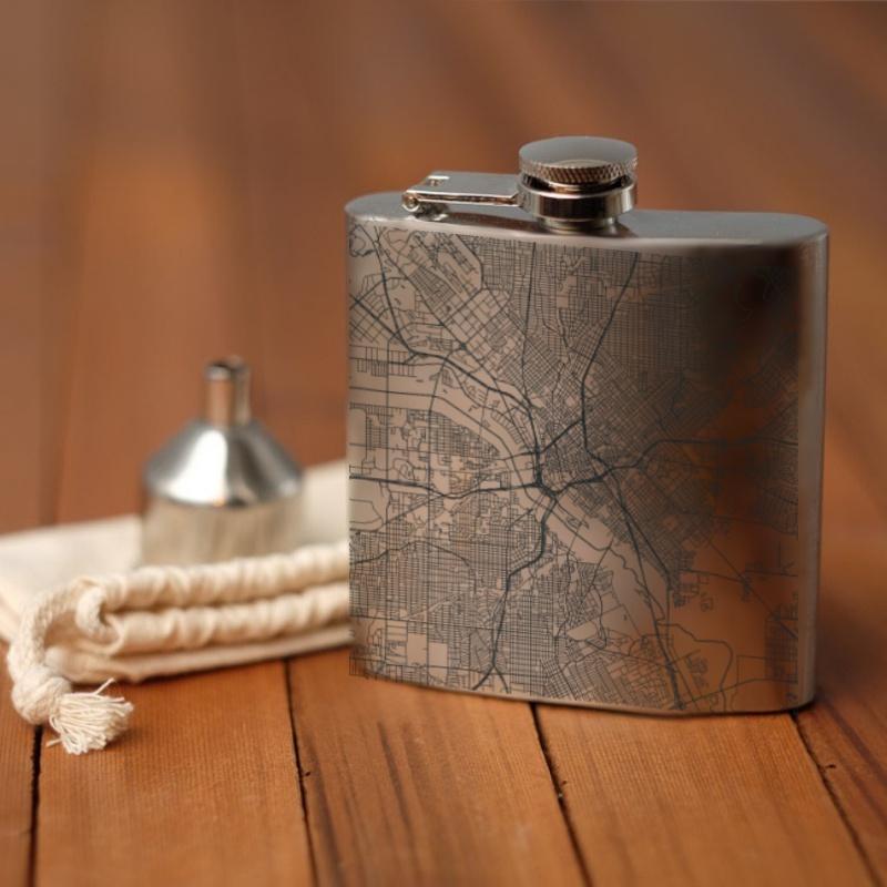 Dallas - Texas Map Hip Flask