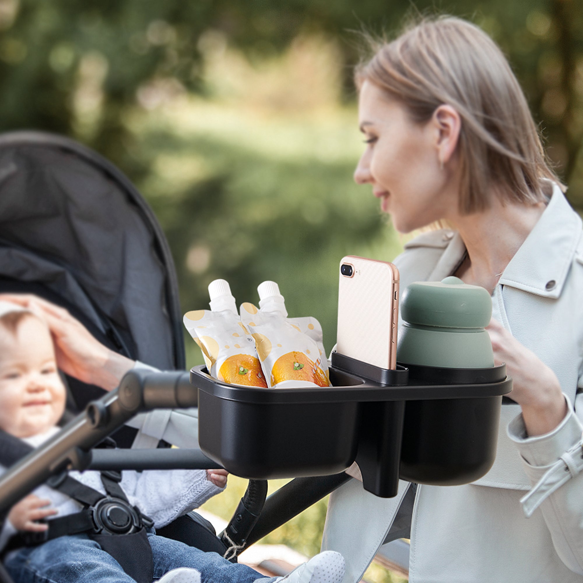 Stroller Cup Holder Attachment and Organizer